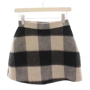 ブロックチェック キュロット スコート ショートパンツ ウール M ベージュ ブラック 241029 /YM