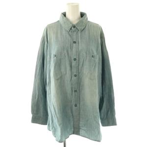 22AW CHAMBRAY SHIRT シャツ 長袖 スタンドカラー F 青 ブルー /AT OS