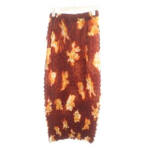 23AW NEON FLOWER I LINE SKIRT タイトスカート ロング丈 S オレンジ 赤