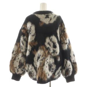 Ameri VINTAGE 23AW VERONICAJACQUARDKNIT カーディガン F ブラック ホワイト