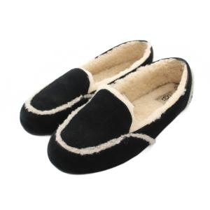 W HAILEY ヘイリー モカシン スリッポン ローファー ムートン US7 黒 1020029 /YM