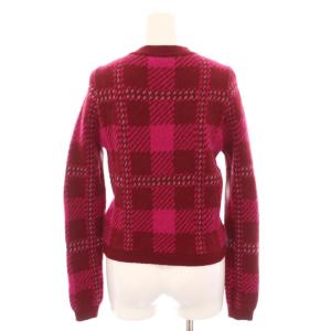 CHERIE ニット カーディガン チェック 長袖 ウール F ピンク ボルドー SHE-V014 /YM