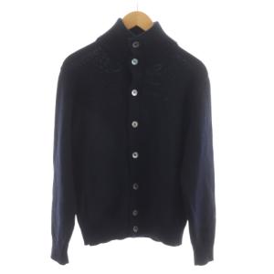 ハイネックドライバーズニットカーディガン ウール 48 ネイビー 7ETJP4 ZC239