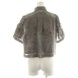 Ameri VINTAGE 24SS FRILL SLEEVE SHEER SHIRT シャツ ブラウス 半袖 S グレー 02410461240