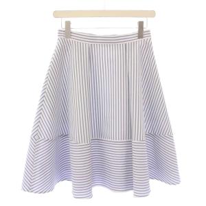 Almandine skirt アルマンディンスカート フレア ひざ丈 ストレッチ バイカラー ストライプ柄