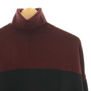 iCB 24AW ヴィスコースワイド タートルネックプルオーバー ニット カットソー 長袖 S ボルドー 黒 ブラック