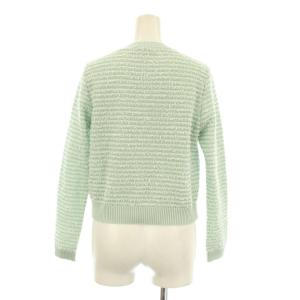 René ニットカーディガン 長袖 クルーネック ボーダー柄 ラメ糸 36 ミントグリーン 白 ホワイト 5512200