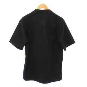 Agnes b. homme オープンカラーシャツ カジュアル 半袖 ロゴ プリント S 黒 ブラック /BB