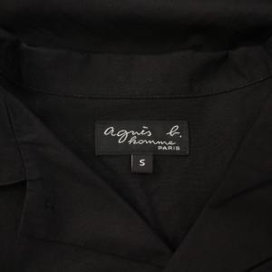 Agnes b. homme オープンカラーシャツ カジュアル 半袖 ロゴ プリント S 黒 ブラック /BB