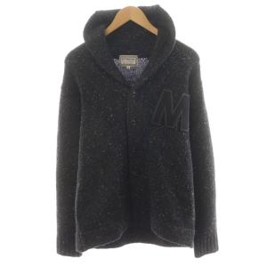 ショールカラーカーディガン ロゴ シルク混 絹 M 黒 ブラック 119829601 /AN7