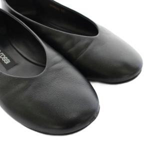 Sergio Rossi パンプス ラウンドトゥ フラット レザー 37 黒 ブラック B09220 /HN