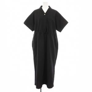 SPORTSWEAR LUXFLOW カジュアル ウーブン半袖ワンピース ロング M 黒 JN9989