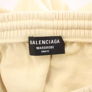 BALENCIAGA ロゴ刺繍ワイドスウェットハーフパンツ XS アイボリー