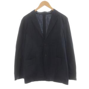 テーラードジャケット シングル コットン シルク混 絹 L 黒 ブラック 579-120311 /AN31