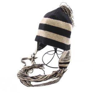 ビーニー ウール ボーダー オーブ グレージュ ブラック