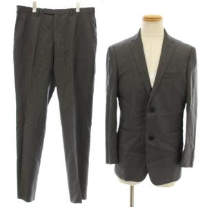 シングルスーツ セットアップ 上下 テーラードジャケット パンツ ジップフライ ストライプ柄 ウール シルク混