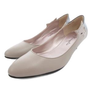 パンプス レザー エナメル 猫モチーフ 23.5cm グレージュ /JS