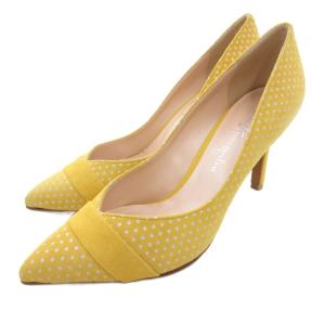 パンプス ハイヒール スエード ドット柄 23.5cm 黄 イエロー /JS