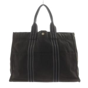 HERMES フールトゥ GM トートバッグ ハンドバッグ ショルダーバッグ キャンバス 黒 ブラック /AN7 OH