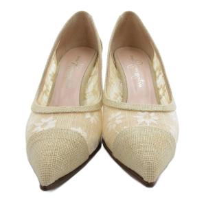 GINZA Kanematsu パンプス 花柄刺繍 シアー 23cm ベージュ /JS