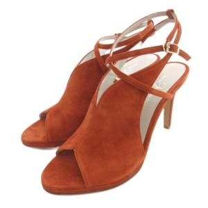 ストラップサンダル スエードレザー 本革 23.5cm 赤茶 レッドブラウン ハイヒール /UO