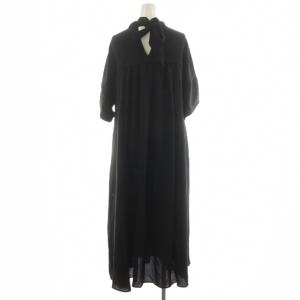 ENFOLD 22AW PEライトジョーゼット スカーフ NECK DRESS ワンピース 36 ブラック
