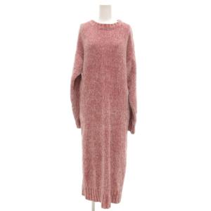 ニット ワンピース ロング 長袖 F ピンク /UO