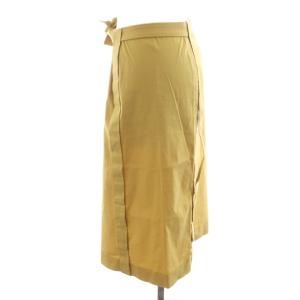 PRADA タイトスカート ひざ丈 コットン リボン付き 42 黄 イエロー /AN46