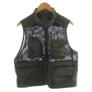 ユーティリティ メッシュ ベスト Utility Mesh Vest ジップアップ ロゴ M カーキ 黒
