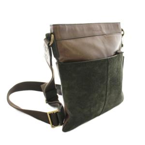 COACH ショルダーバッグ レザー スエード ロゴチャーム 茶 ブラウン カーキ F1376 /YT D