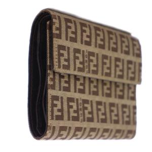 FENDI 財布 二つ折り ズッキーノ キャンバス ベージュ 8M0001 /BM