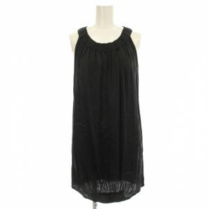 シルク ノースリーブ ブラウス 32 NC076 シャツ 36 黒 ブラック /G