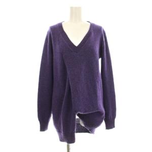 ニット セーター 長袖 Vネック デザイン ウール モヘヤ混 XS 紫 パープル S32HA0256 /KU