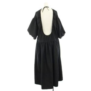 TOPKAPI EFOLE ワンピース マキシ ロング 半袖 パフスリーブ バックオープン F 黒 ブラック 681-25-20003-23