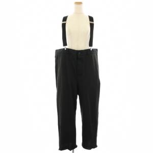 24SS カノコサスペンダーパンツ ワイドパンツ 麻 リネン混 カットオフ 黒 ブラック 24070440208010