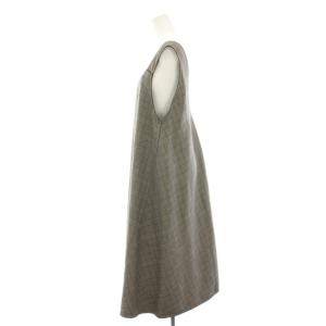 TOMORROWLAND collection ウールシルクブロックトゥースジャンパースカート ワンピース ミモレ ロング グレンチェック 34 グレー