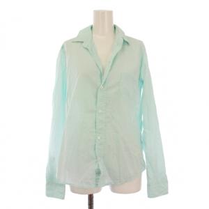 シャツ ブラウス 長袖 スキッパー 無地 S 水色 ライトブルー /BB