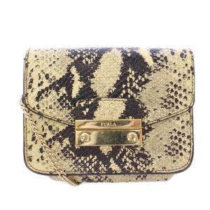 メトロポリスチェーンショルダーバッグ コンパクト パイソンレザー プッシュロック式 アイボリー 黒 ブラック