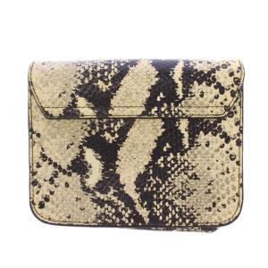 FURLA メトロポリスチェーンショルダーバッグ コンパクト パイソンレザー プッシュロック式 アイボリー 黒 ブラック