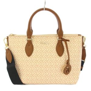 2WAY ハンドバッグ ショルダーバッグ ロゴチャーム ベージュ 茶 ブラウン /BB