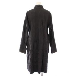 HaaT ステンカラーコート アウター ロング丈 薄手 刺繍 ナイロン 2 黒 ブラック タグ付き /BB