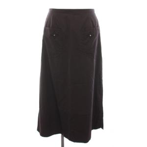 イッセイミヤケ スカート ミモレ丈 ロング 刺繍 2 茶 HA24FG512 /YM