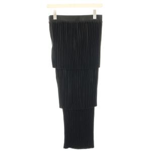 CoSTUME NATIONAL 3段プリーツスカート ティアードスカート マキシ ロング 38 黒 ブラック 17B71N02 /HN