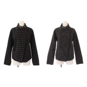 イッセイミヤケ リバーシブルジャケット ストライプ 総柄 2 黒 HA02FD652 /TK