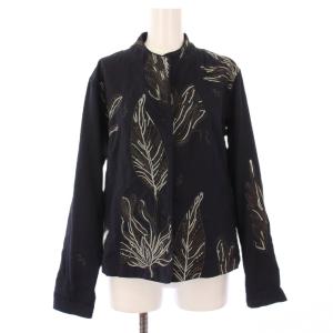イッセイミヤケ シャツジャケット 総柄 刺繍 2 黒 HA92FD720 /TK