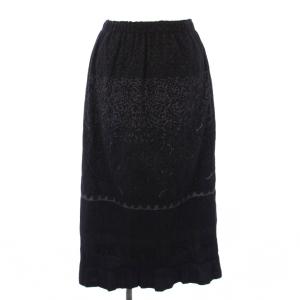 イッセイミヤケ スカート イージー ロング 総柄 刺繍 2 黒 HA23FG671 /TK