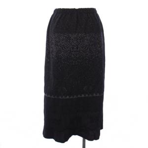HaaT イッセイミヤケ スカート イージー ロング 総柄 刺繍 2 黒 HA23FG671 /TK