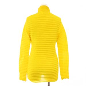 ISSEY MIYAKE カットソー 長袖 ハイネック プリーツ ストレッチ 2 黄色 イエロー /BB