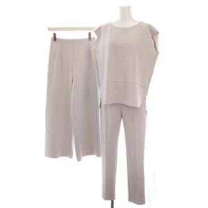 セットアップ 上下 3点セット ノースリーブ ブラウス カットソー パンツ F ライトグレー /YM