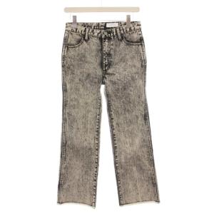 センタープレスフレアデニムパンツ ケミカルウォッシュ加工 ジーンズ 36 黒 グレー GAS-01010-A